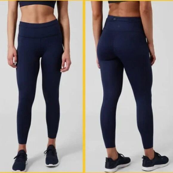 Athleta Accelerate 7/8 Tight Leggings Blue Navy Size Medium - Picture 1 of 11